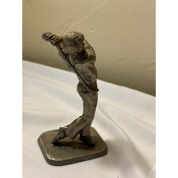 RARE! 1982 Golf Statue Metal Golfing Tee Men's P. Davis Pewter Figurine Miller - Picture 2 of 10